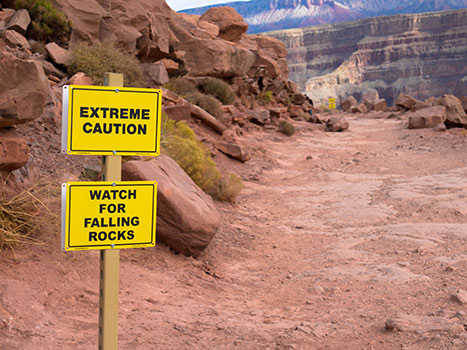 Falling rocks sign