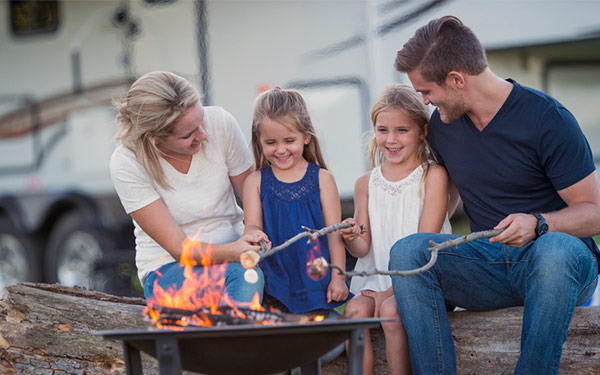 family at campsite