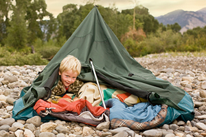 kid messing up tent