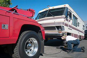 tow truck and rv flat tire