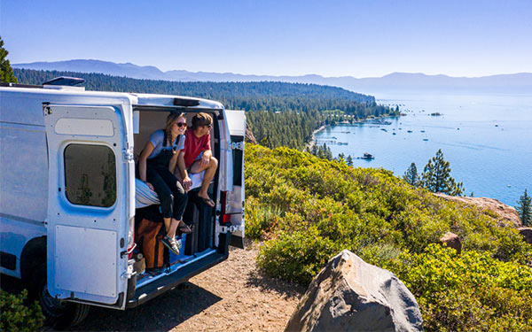 rv travel - overlooking lake