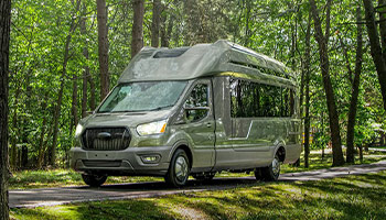 Image shows the Vision Vehicle, which is an electric RV made by Thor Industries. 