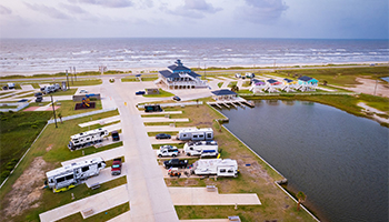 Blue Water RV resort in Texas as seen from above 