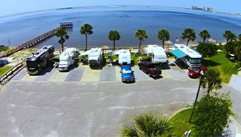 RVs parked alongside the water in Florida