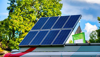 RV solar panels collecting sunlight