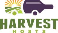Logo of Harvest Hosts which is one of many RV campground memberships 