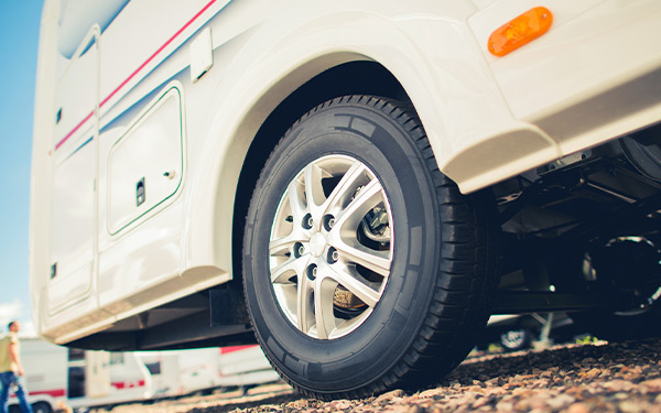 brand new rv tires on a motorhome