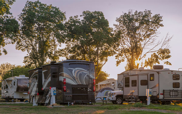 different types of rvs at a campground