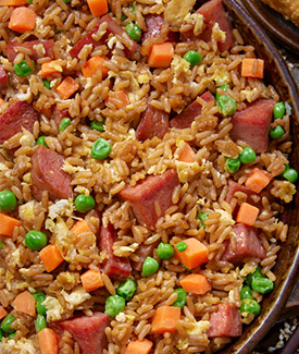 spam fried rice on the griddle