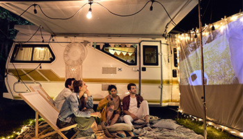 Movie night outside of RV 